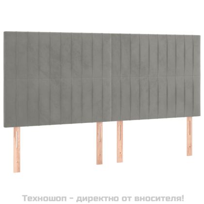 Рамка за легло без матрак, светлосива, 200x200 см, кадифе