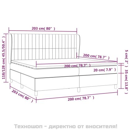 Боксспринг легло с матрак, светлосиво, 200x200 см, кадифе
