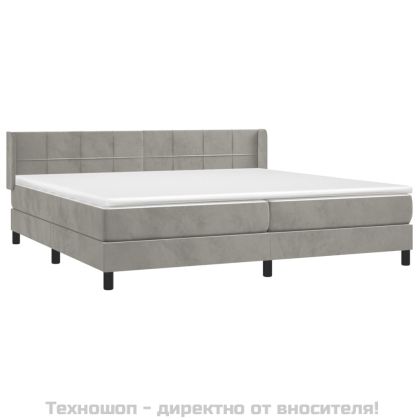 Боксспринг легло с матрак, светлосиво, 200x200 см, кадифе