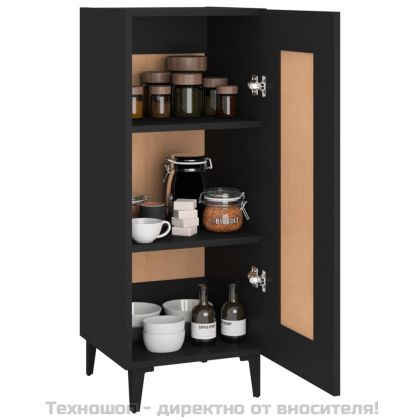 Сайдборд, черен, 34,5x34x90 см, инженерно дърво