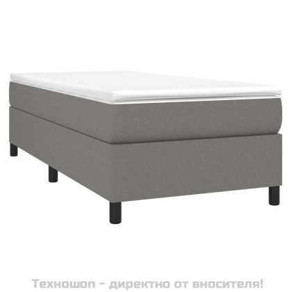 Боксспринг легло с матрак, тъмносиво, 90x200 см, плат