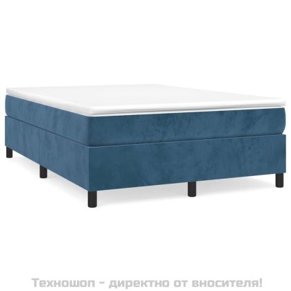 Боксспринг легло с матрак, тъмносиньо, 140x200 см, кадифе
