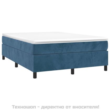 Боксспринг легло с матрак, тъмносиньо, 140x200 см, кадифе