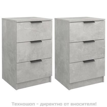 Нощни шкафчета, 2 бр, бетонно сиво, 40x36x65 см