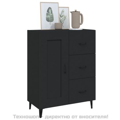 Сайдборд, черен, 69,5x34x90 см, инженерно дърво