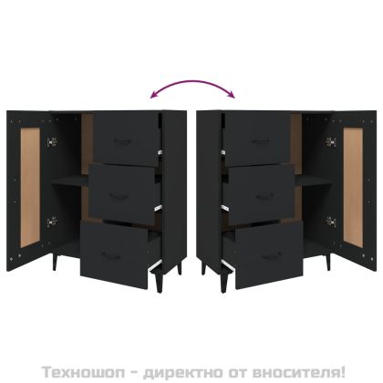 Сайдборд, черен, 69,5x34x90 см, инженерно дърво