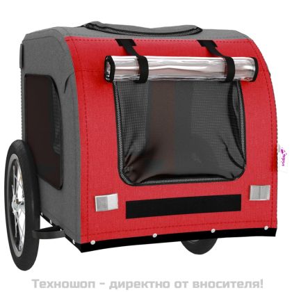 Ремарке за колело за любимци червен и сив Оксфорд плат и желязо