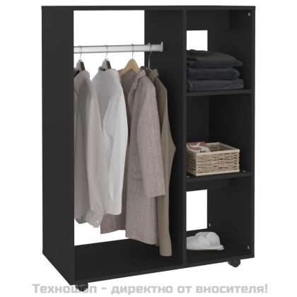 Гардероб, черен, 80x40x110 см, инженерно дърво