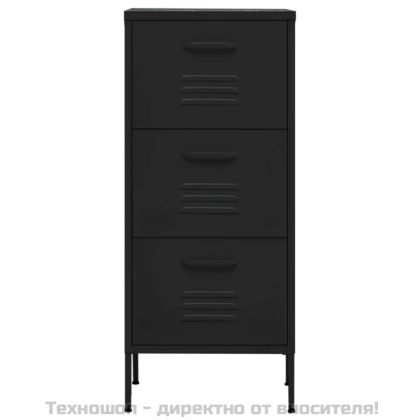 Шкаф за съхранение, черен, 42,5x35x101,5 см, стомана