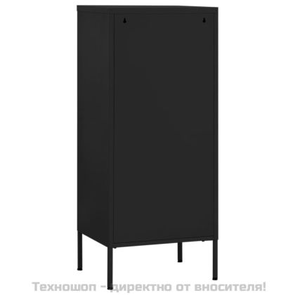 Шкаф за съхранение, черен, 42,5x35x101,5 см, стомана