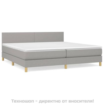 Боксспринг легло с матрак, светлосиво, 200x200 см, плат