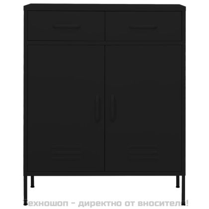 Шкаф за съхранение, черен, 80х35х101,5 см, стомана