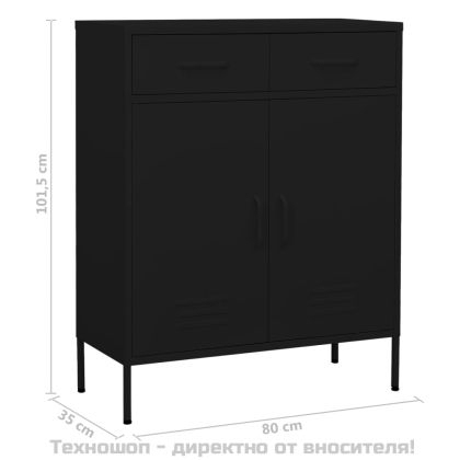 Шкаф за съхранение, черен, 80х35х101,5 см, стомана