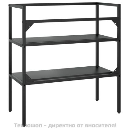 Рамка за мивка за баня, черна, 79x38x83 см, желязо