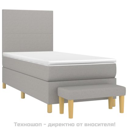 Боксспринг легло с матрак, светлосиво, 90x200 см, плат