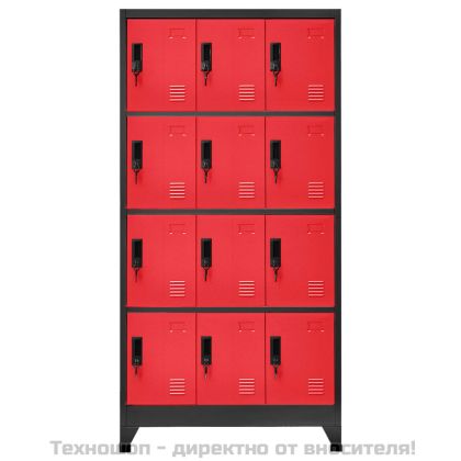 Заключващ се шкаф, антрацит и червено, 90x45x180 см, стомана