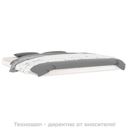 Рамка за легло, бяла, бор масив, 180x200 см, Super King