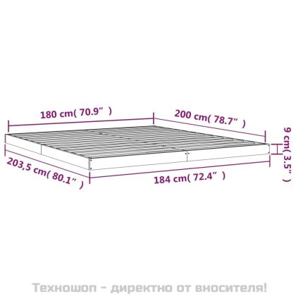 Рамка за легло, бяла, бор масив, 180x200 см, Super King