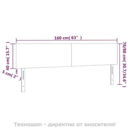 Горни табли за легло, 2 бр, тъмносиви, 80x5x78/88 см кадифе