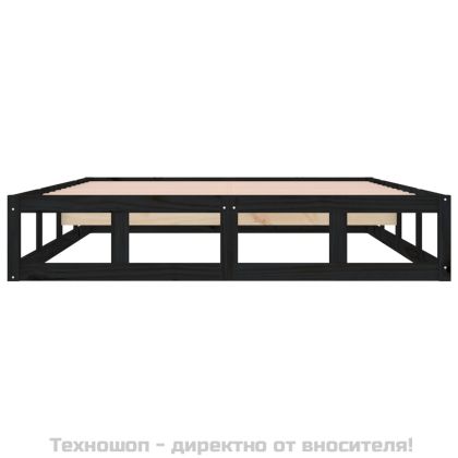 Рамка за легло, черна, 200x200 см, масивно дърво