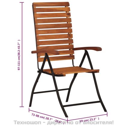 Накланящи се градински столове, 2 бр, акациево дърво масив