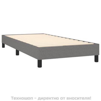 Боксспринг легло с матрак, тъмносив, 90x190 см, плат
