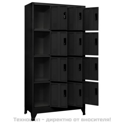 Заключващ се шкаф, черен, 90x45x180 см, стомана