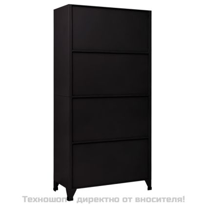 Заключващ се шкаф, черен, 90x45x180 см, стомана
