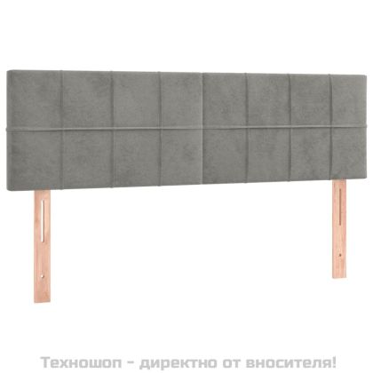 Горни табли за легло, 2 бр, светлосиви, 72x5x78/88 см, кадифе