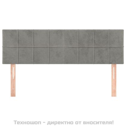 Горни табли за легло, 2 бр, светлосиви, 72x5x78/88 см, кадифе