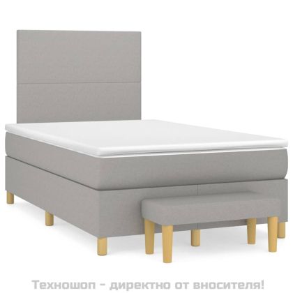 Боксспринг легло с матрак, светлосиво, 120x200 см, плат