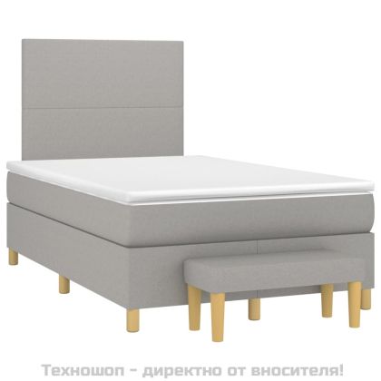 Боксспринг легло с матрак, светлосиво, 120x200 см, плат