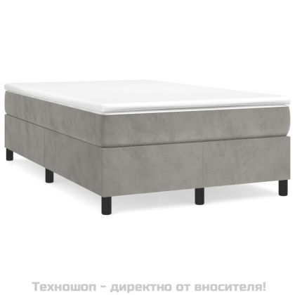 Боксспринг легло с матрак, светлосиво, 120x200 см, кадифе