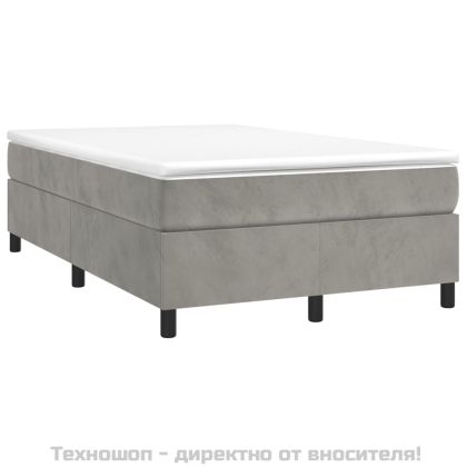 Боксспринг легло с матрак, светлосиво, 120x200 см, кадифе
