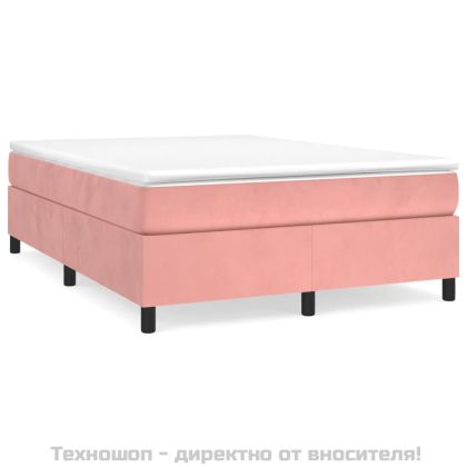 Боксспринг легло с матрак, розово, 140x200 см, кадифе