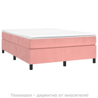 Боксспринг легло с матрак, розово, 140x200 см, кадифе