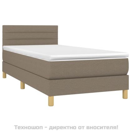 Боксспринг легло с матрак, таупе, 90x200 см, плат