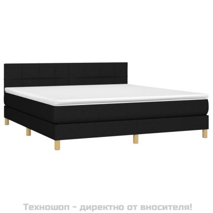 Боксспринг легло с матрак, черно, 160x200 см, плат