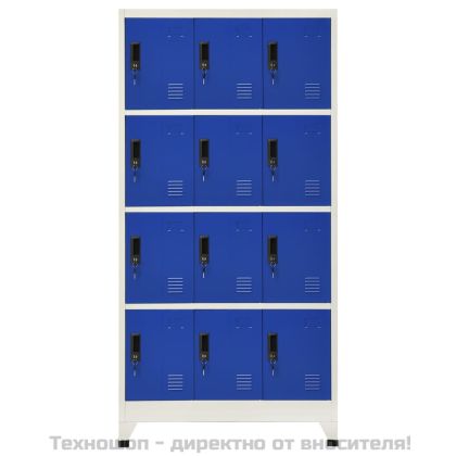 Заключващ се шкаф, сиво и синьо, 90x45x180 см, стомана