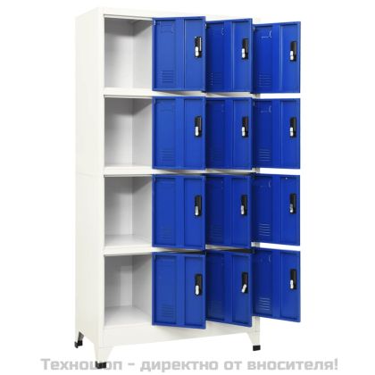 Заключващ се шкаф, сиво и синьо, 90x45x180 см, стомана