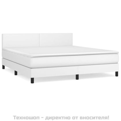Боксспринг легло с матрак, бяло, 180x200 см, изкуствена кожа