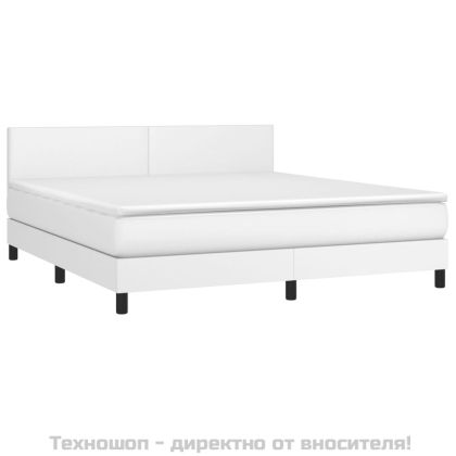 Боксспринг легло с матрак, бяло, 180x200 см, изкуствена кожа