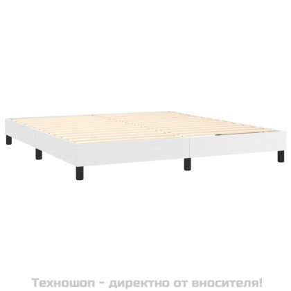 Боксспринг легло с матрак, бяло, 180x200 см, изкуствена кожа
