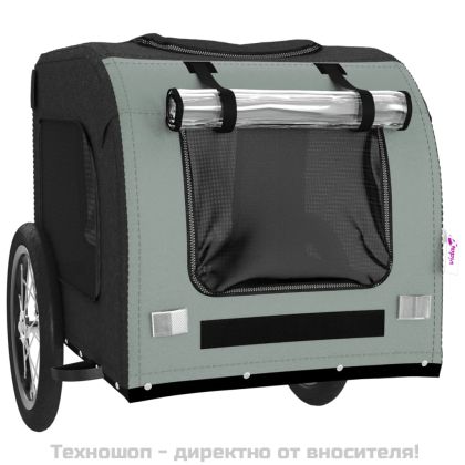 Ремарке за колело за любимци черен и сив Оксфорд плат и желязо