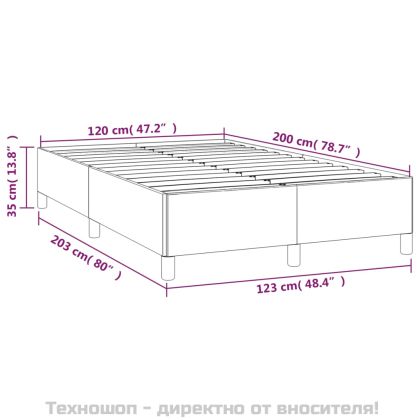 Рамка за легло без матрак, светлосива, 120x200 см, кадифе