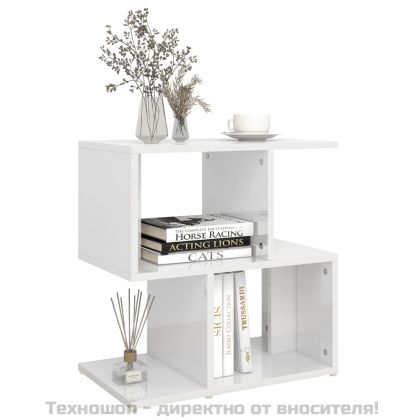 Нощни шкафчета, 2 бр, бял гланц, 50x30x51,5 см, инженерно дърво