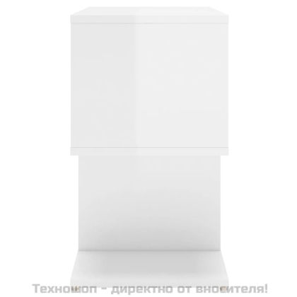 Нощни шкафчета, 2 бр, бял гланц, 50x30x51,5 см, инженерно дърво