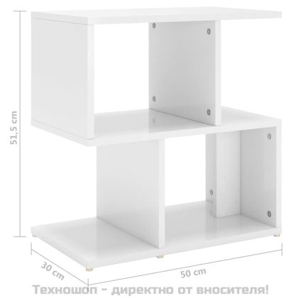 Нощни шкафчета, 2 бр, бял гланц, 50x30x51,5 см, инженерно дърво