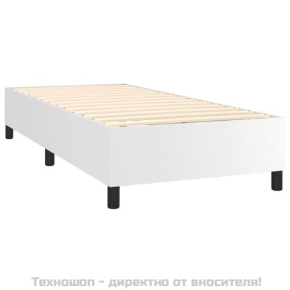 Боксспринг легло с матрак, бяло, 90x190 см изкуствена кожа
