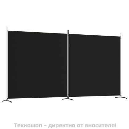 Параван за стая, 2 панела, черен, 348x180 cм, плат